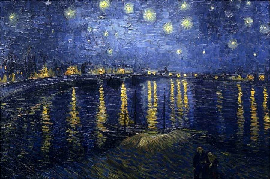 drewsrainbows Handpainted Reproductions Starry Night Over The Rhone by Vincent Van Gogh  (hand-painted reproduction) Like Picasso-Monet-van Gogh-Matisse