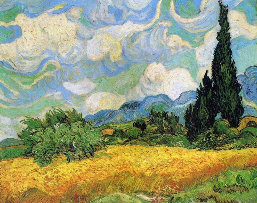 drewsrainbows Handpainted Reproductions Wheat Field with Cypresses by Vincent Van Gogh  (hand-painted reproduction) Like Picasso-Monet-van Gogh-Matisse