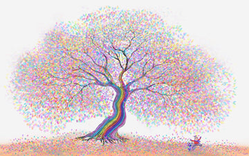 drewsrainbows Illustrations Best Friends Under The Rainbow Tree Like Picasso-Monet-van Gogh-Matisse