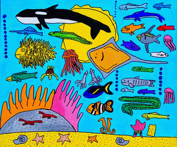 drewsrainbows Illustrations BUSY SEA LIFE Like Picasso-Monet-van Gogh-Matisse