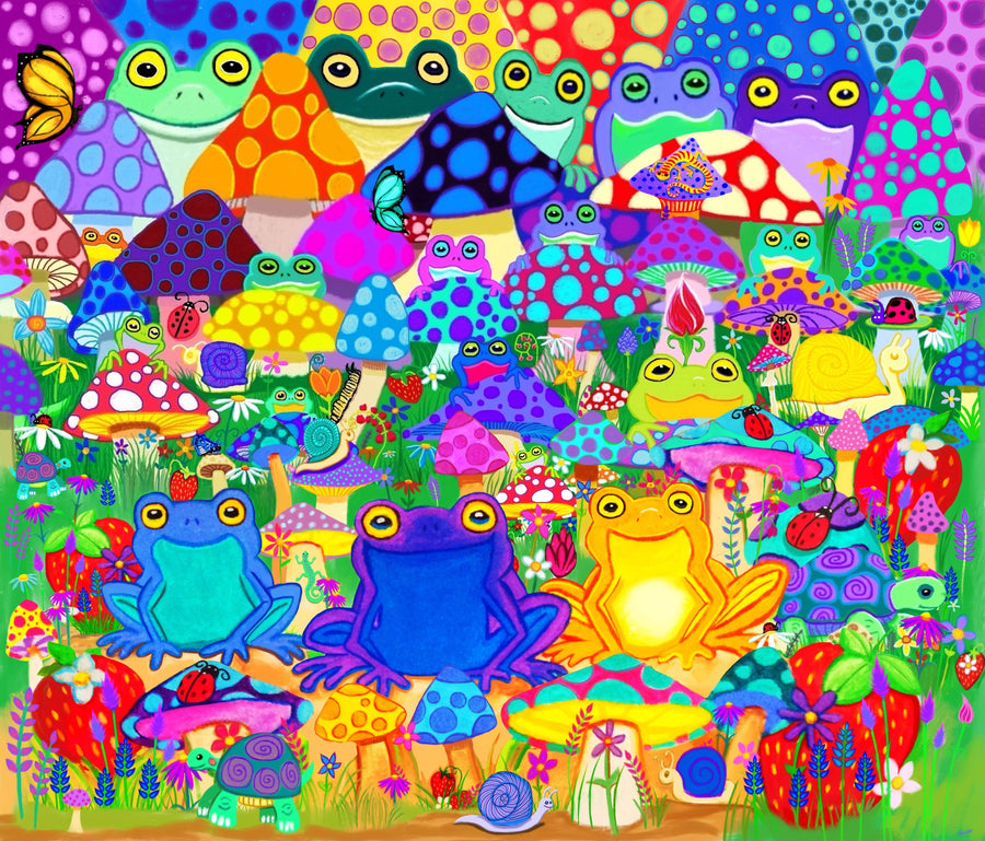 drewsrainbows Illustrations Happy Colorful Frogs Like Picasso-Monet-van Gogh-Matisse