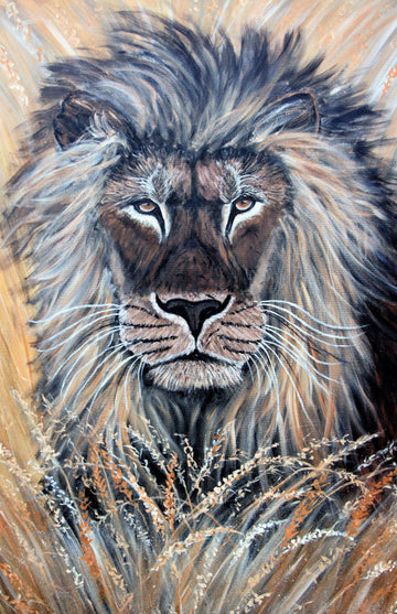 drewsrainbows painting African Lion Like Picasso-Monet-van Gogh-Matisse