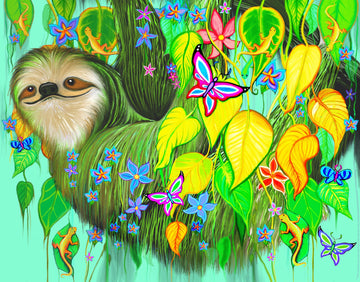 drewsrainbows painting Flowery Rainforest Sloth Like Picasso-Monet-van Gogh-Matisse