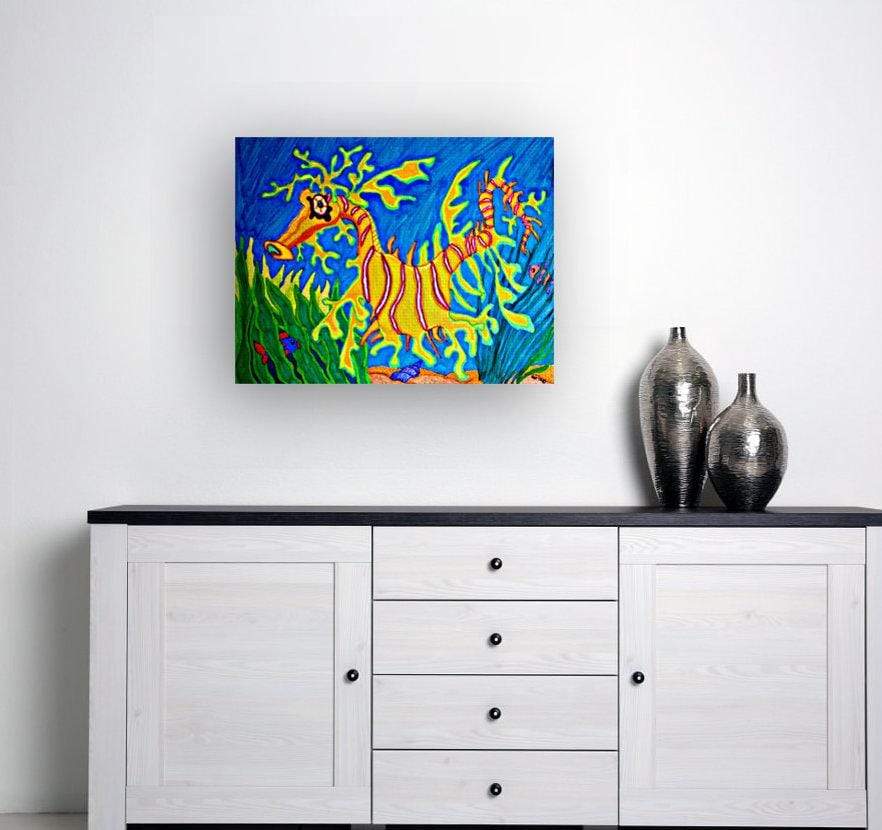 drewsrainbows painting Leafy Sea Dragon Like Picasso-Monet-van Gogh-Matisse