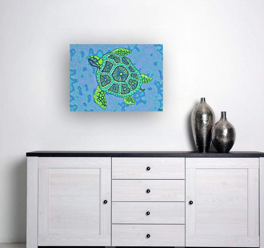 drewsrainbows painting Sea Turtle Too Like Picasso-Monet-van Gogh-Matisse